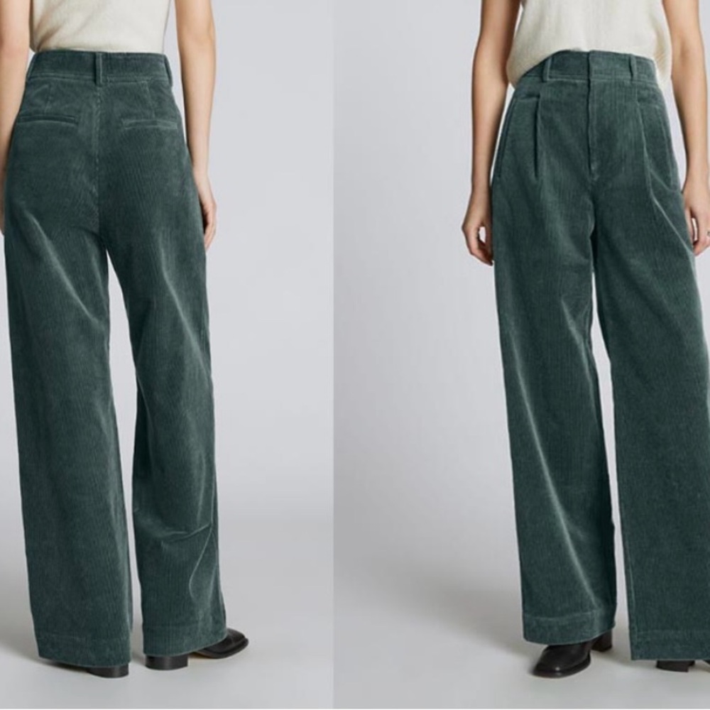 Everlane The Corduroy Way-High Drape Pant, Size 6, Forest Green
